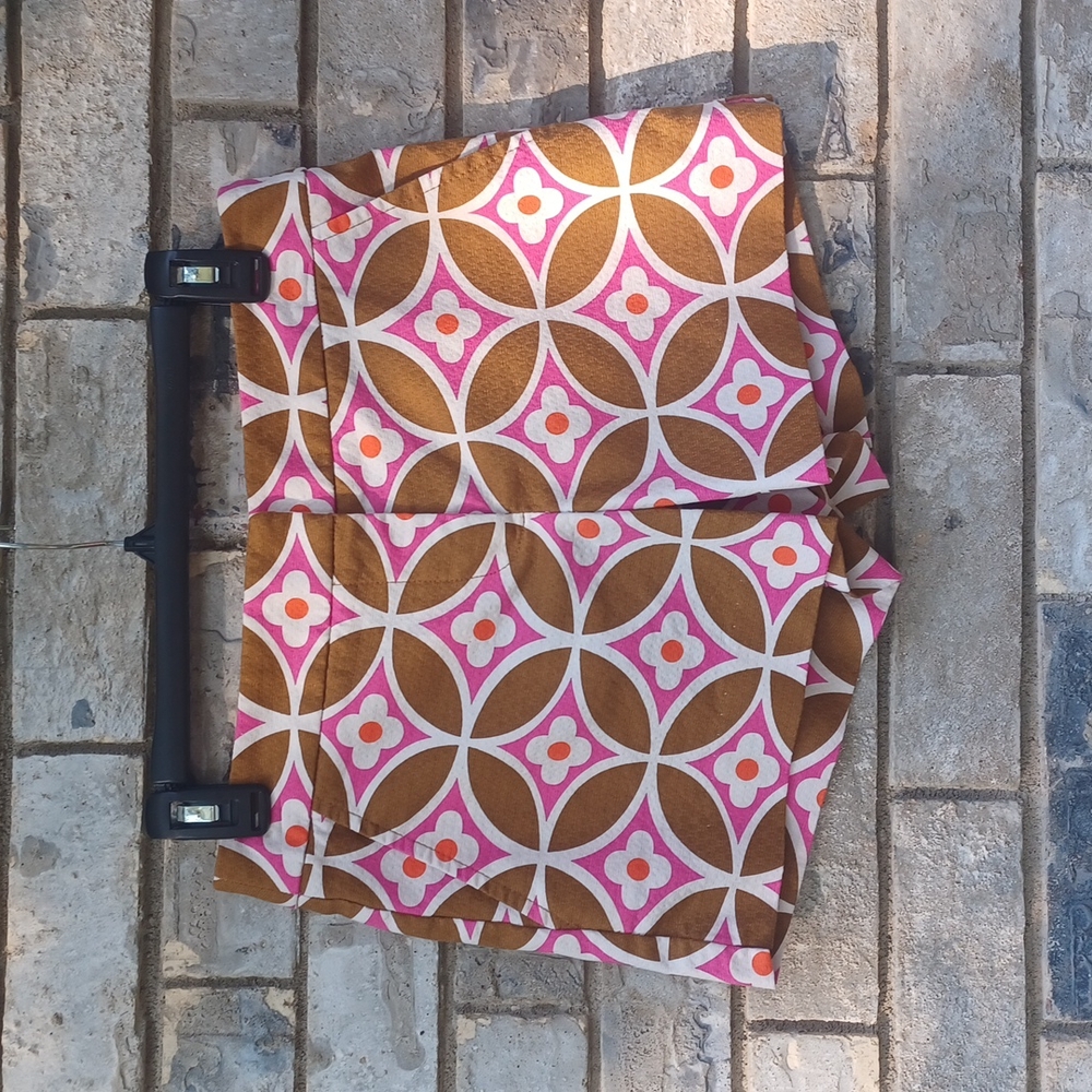 Trina Turk Brown and Pink Geometric Print Women's Shorts